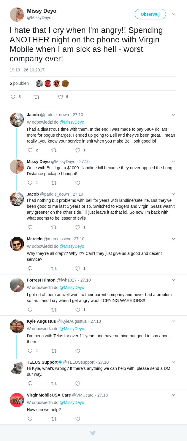 Social listening TELUS captures Virgin Mobile client example