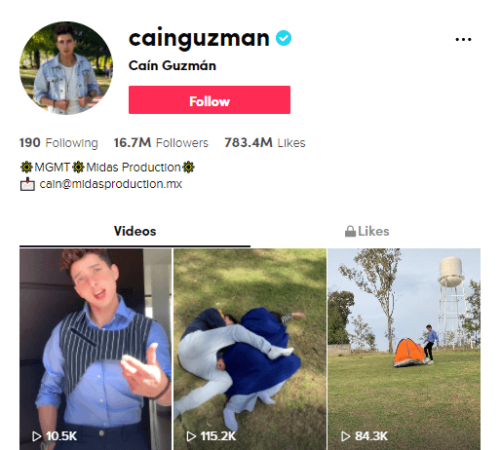 Cain Guzman Los 10 usuarios mexicanos más populares en TikTok