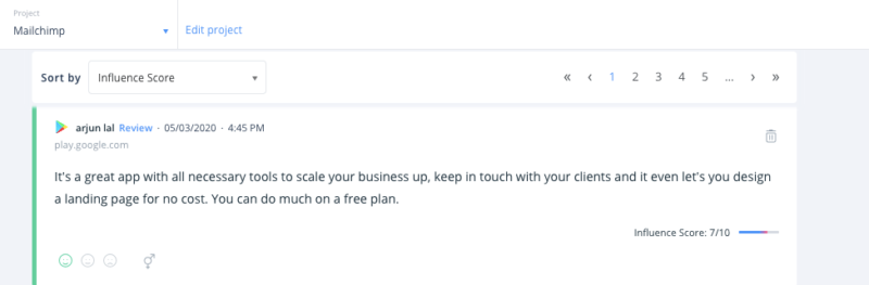Potencjalna opinia osobista w postaci wzmianki na temat serwisu Mailchimp