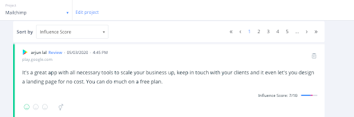Przykład pozytywnej recenzji z Google Play złapanej przez SentiOne
